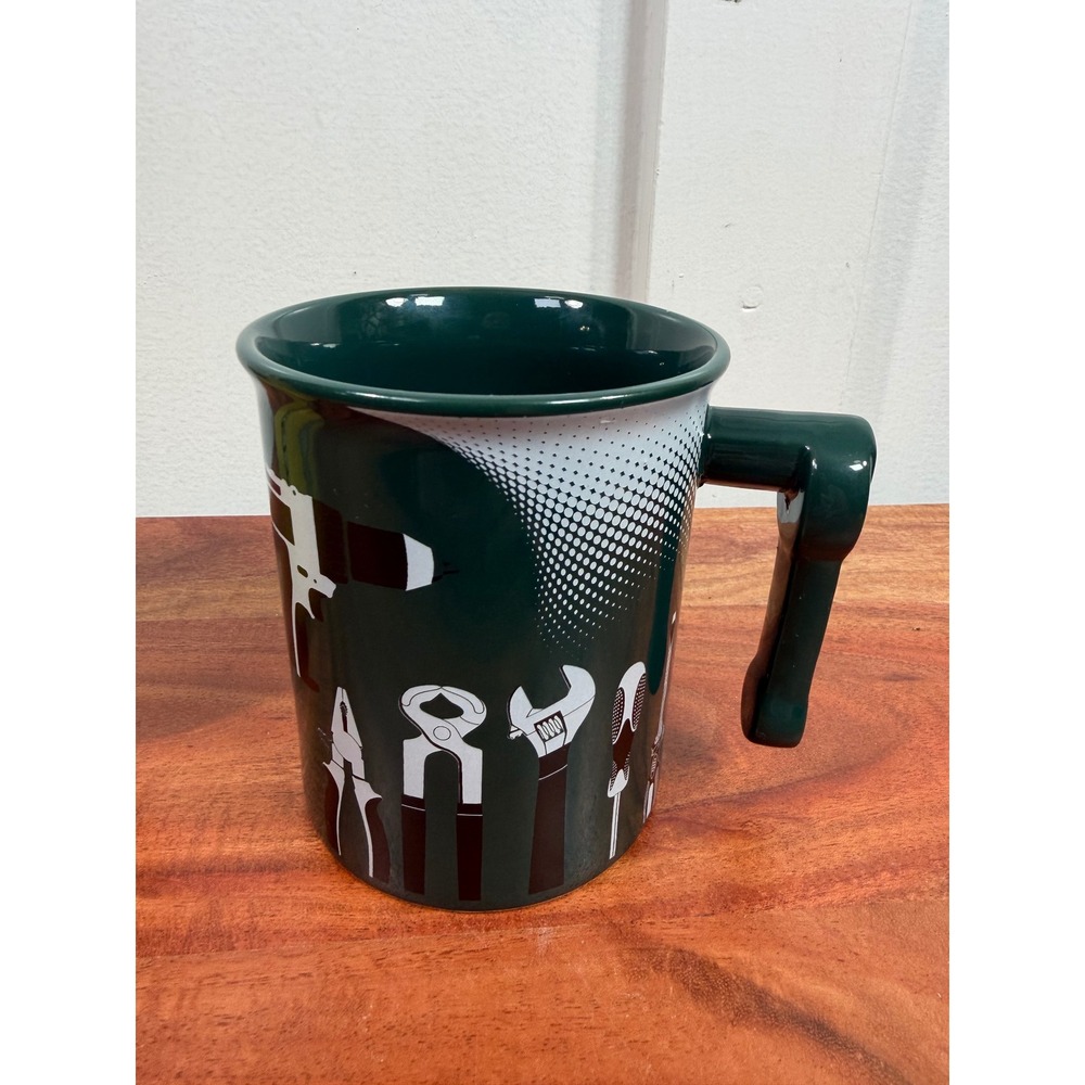 Menards Coffee Mug 3D Tools Graphic Set of 2 Yellow & Green Tool Handles Ceramic - Picture 6 of 13